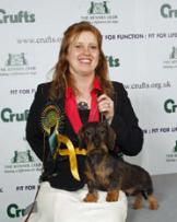 Click to enlarge Joanne with Ch Stargang Malachite winning Best of Breed Crufts 2009
